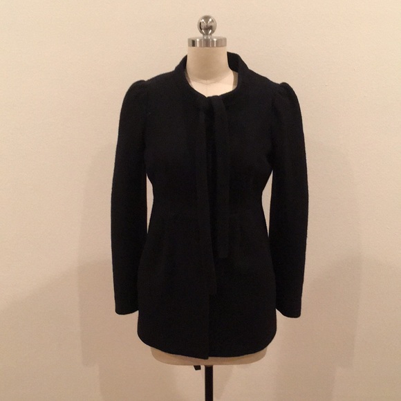 Anthropologie Black Boucle Jacket with Neck Tie - Picture 3 of 8